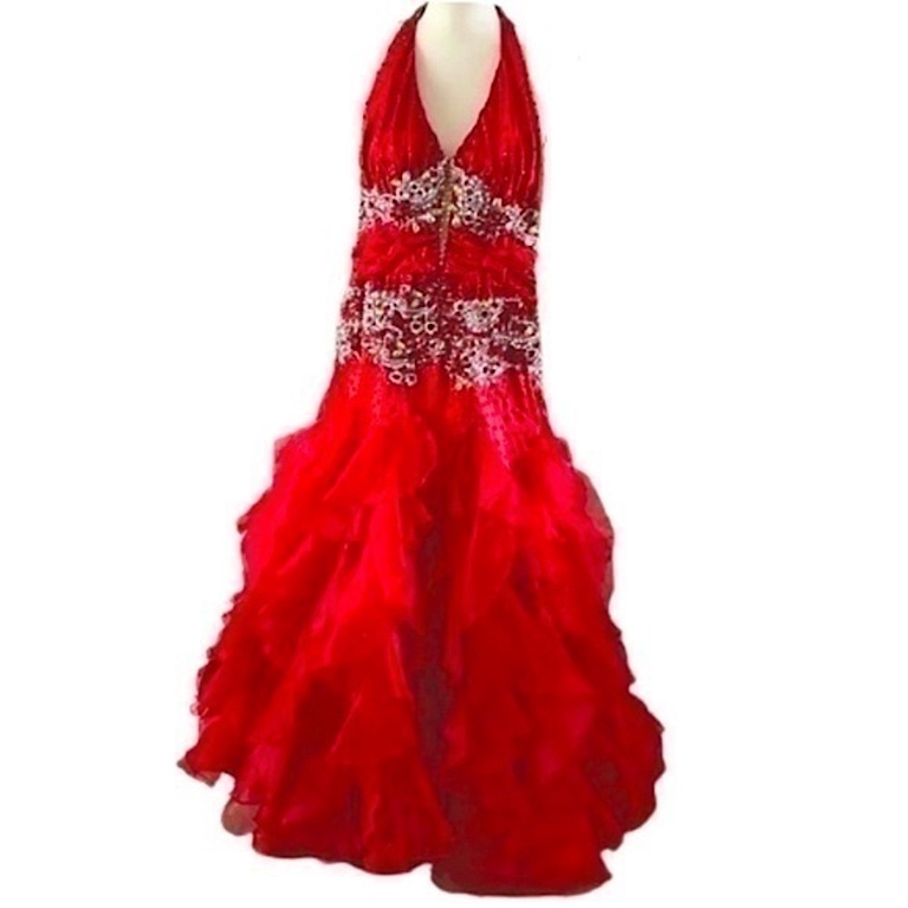 Swarovski crystal embellished gown pageant prom dance ballroom formal dress